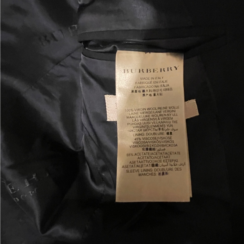 Wool Burberry Blue Blazer with Notch Lapels and Wool Blend - Picture 16 of 17